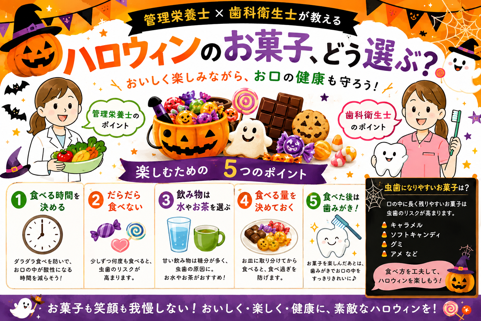 ハロウィンのお菓子、どう選ぶ？管理栄養士×歯科衛生士が教えるおやつの楽しみ方